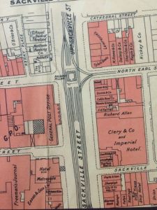 MAP O'CONNELL ST DESTRUCTION from Dublin City Library exhibition Citizens in Conflict